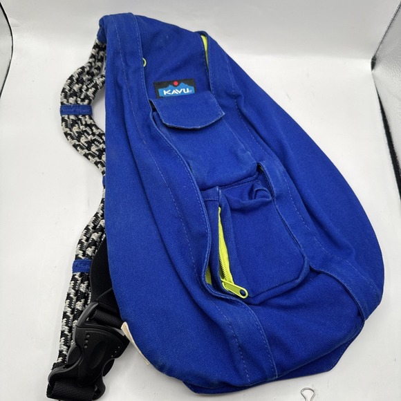Kavu Handbags - KAVU Rope Bag Sling Neon Blue Green Canvas Backpack Small Purse Limited Edition